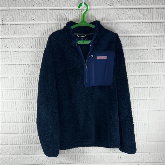 Vineyard Vines Tops - Vineyard Vines Navy Sherpa Quarter-Zip Pullover Sweater